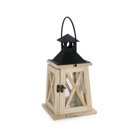 Petite lanterne en bois naturel et métal