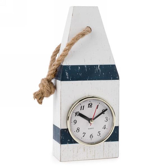 Horloge bouée antique en blanc & bleu